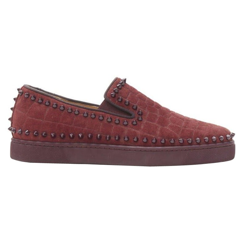CHRISTIAN LOUBOUTIN Pik Boat escarpins bas à clous en daim bordeaux EU41 en vente