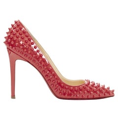 CHRISTIAN LOUBOUTIN pastel pink patent spike allover stud pigalle pump EU39.5