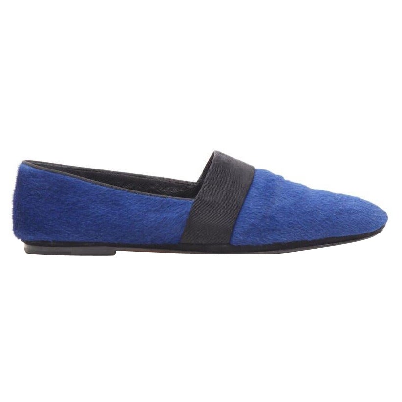 OLD CELINE PHOEBE PHILO blue pony hair grosgrain ribbon slip on flats EU37.5