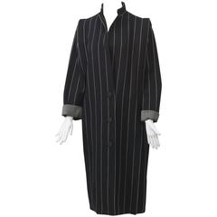 Trigere Black/White Striped 1980s Coat