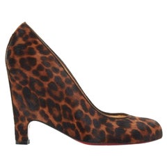 CHRISTIAN LOUBOUTIN Morphing 100 talon compensé en cuir de veau léopard marron EU37 US7
