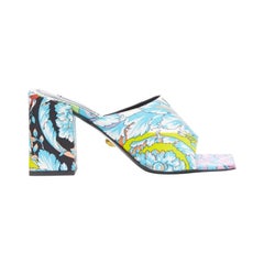 VERSACE Sandali con tacco a blocco in Technicolor Barocco aperti in punta EU37