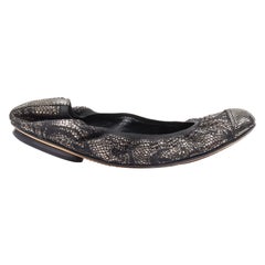 CHANEL metallic copper black print stretch fit flat ballerina flats EU36.5C