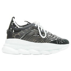 VERSACE Chain Reaction Wild Zebra black white striped sneaker EU39 US6 UK5