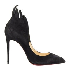 CHRISTIAN LOUBOUTIN Victorina 100 black suede flame point toe pumps EU36