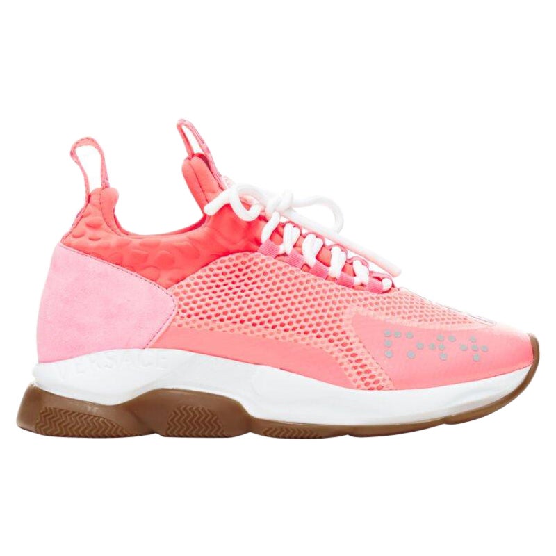 VERSACE Cross Chainer fluorescent neon pink mesh low top sneaker EU41 US8