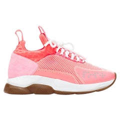 VERSACE Cross Chainer fluorescent neon pink mesh low top sneaker EU41 US8