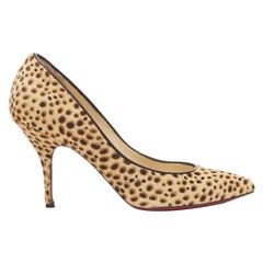 CHRISTIAN LOUBOUTIN brown cheetah spot print calf hair point toe pump EU36