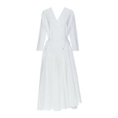 ROSETTA GETTY abito da giorno midi casual svasato in cotone bianco XS