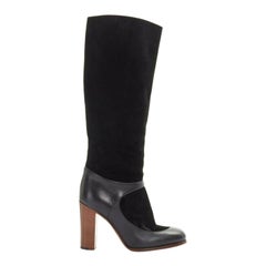 CELINE PHILO nero in pelle scamosciata con cinturino alla caviglia e tacco in legno alto EU35.5
