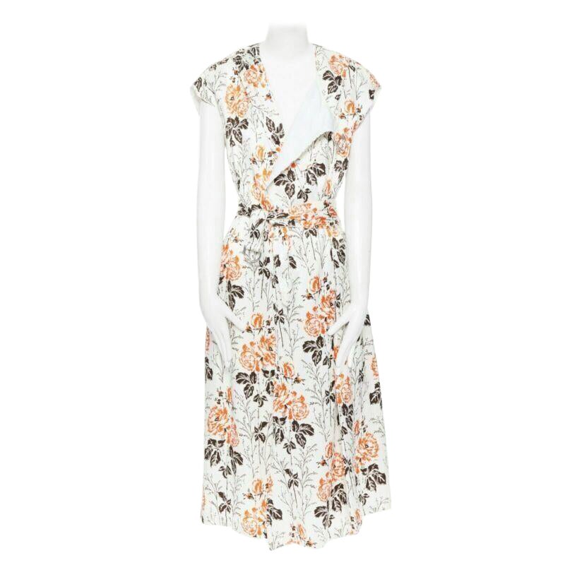 VICTORIA BECKHAM SS17 Runway floral print cut open back belted dress UK10 M For Sale