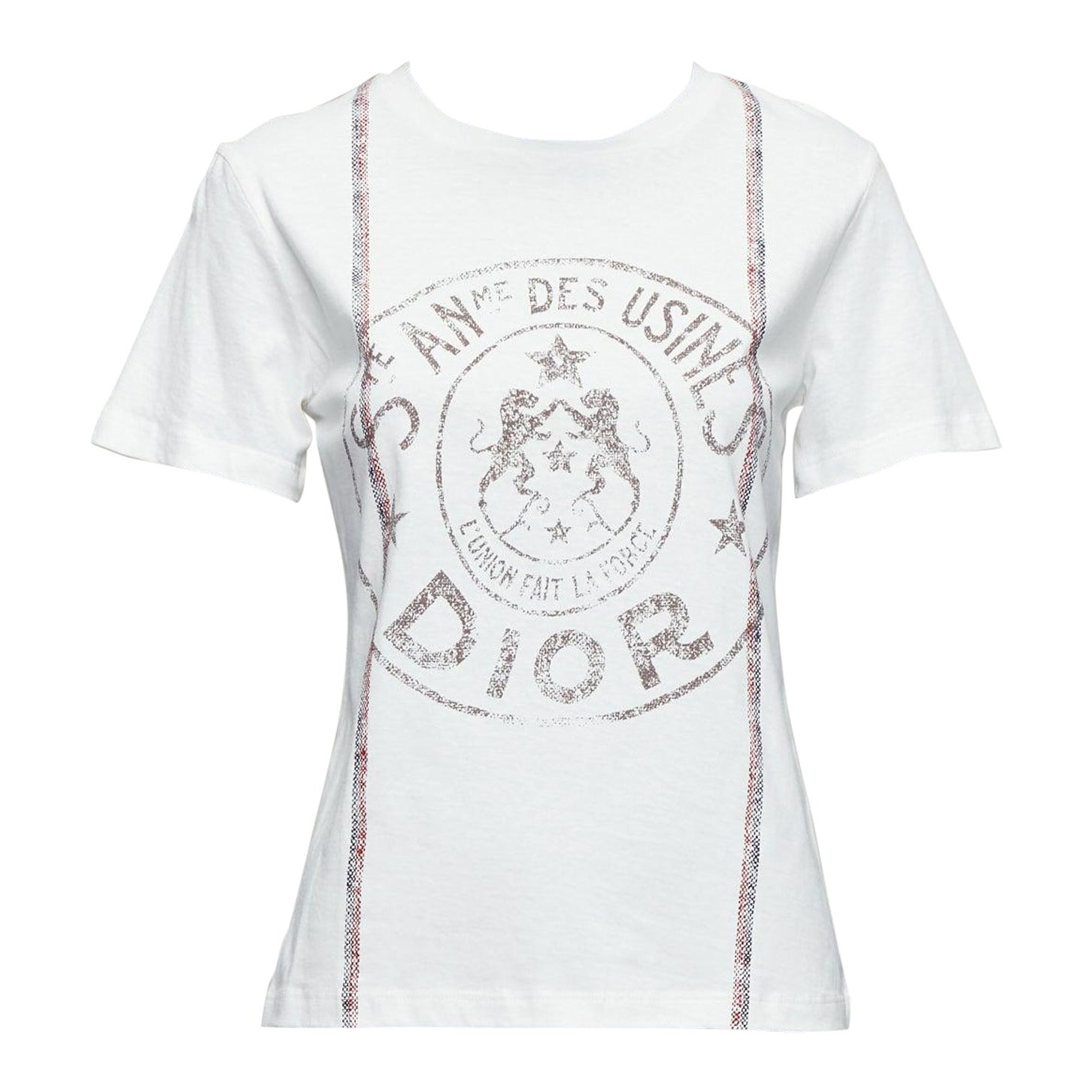 CHRISTIAN DIOR 2022 L'union fait le Force Camiseta estampada de algodón blanco y lino XS
