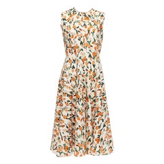 MARNI robe d'été midi en coton tulipe imprimé floral crème orange IT44 L