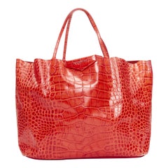 GIVENCHY Antigona red stamped scaled leather silver logo tote bag