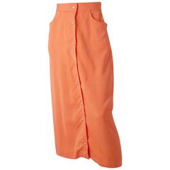 Retro 90s Coral Western Ranch Snap Front Skirt