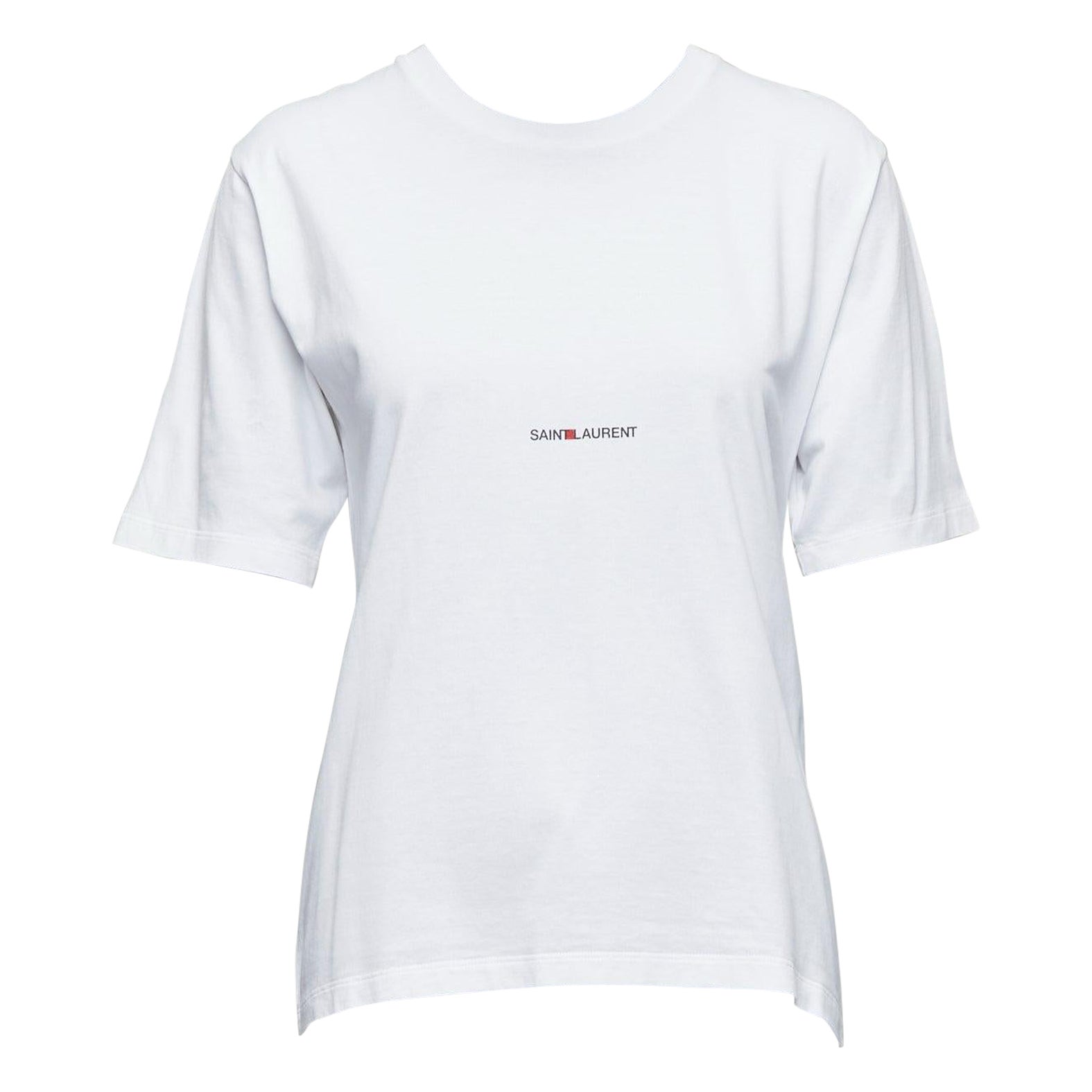 SAINT LAURENT 2020 camiseta boxy de algodón blanco lavado con logotipo vintage XS