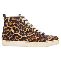 CHRISTIAN LOUBOUTIN Rantus Orlato brown leopard calf hair high top sneakers EU42