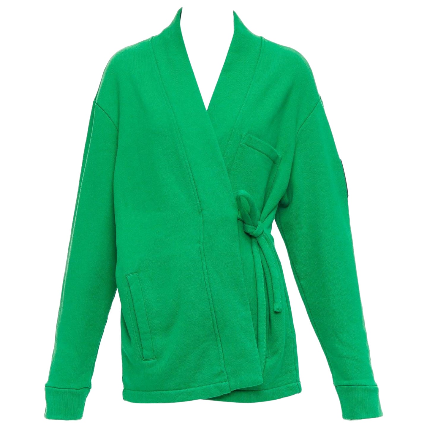 AMBUSH WKSP Sudadera Kimono algodón verde negro goma logotipo manga corbata chaqueta S