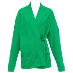 AMBUSH WKSP Kimono Sweatshirt green cotton black rubber logo sleeve tie jacket S