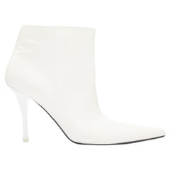 OLD CELINE Phoebe Philo white leather acrylic heels ankle booties EU38.5