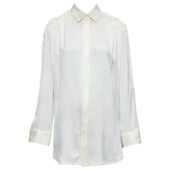 Bottega Veneta 100% seta crema - Camicia con maniche raglan increspate IT36 XXS