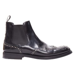 CHURCH'S Ketsby Met in pelle nera con cupola d'argento e borchie, stivali piatti EU38