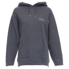 CELINE Hedi Slimane grey 100% cotton gold lurex embroidery hoodie sweatshirt L