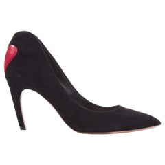 DIOR Dioramour red leather heart black suede curved heeled pumps EU38