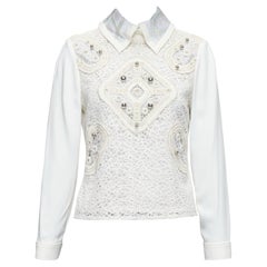 Peter Pilotto, camicetta in misto lana e pizzo con cupola di perline UK8 S