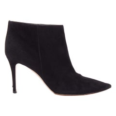 GIANVITO ROSSI Botines Stilo de piel de ante negra con puntera EU37.5