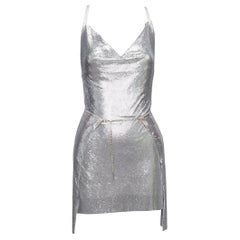 POSTER GIRL Adrianne 100% aluminium silver chainmail top skirt dress XS