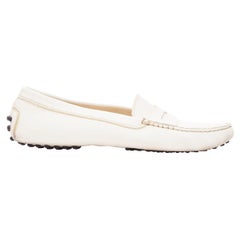 TOD'S Gommino Creme strukturiertes Leder schwarz Gumminoppen Driver Schuhe EU37