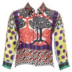 MARNI 2011 100% silk multicolor abstract polka dot print crop shirt IT36 XXS