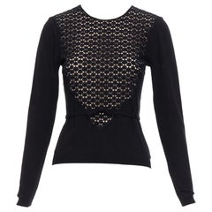 Giambattista Valli maglione in pizzo rosa nero con dettaglio fiocco XXS