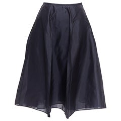 GIORGIO ARMANI 100% soie marine plis inversés jupe évasée A-line IT36 XXS