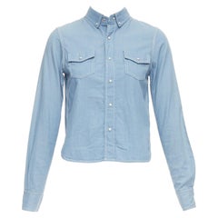 Sacai Luck camicia con pannello posteriore svasato in cupro grigio e cotone blu JP1 S