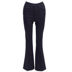 PRADA 2008 Jeans a vita alta in misto cotone blu indaco con logo, 25".