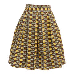 STELLA JEAN multicolor cotton ethnic print high waist flared skirt IT38 XS