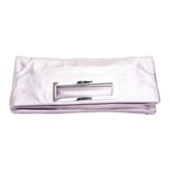 YVES SAINT LAURENT Vintage pink metallic leather foldover clutch bag