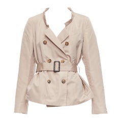 PRADA Veste trench beige à double boutonnage et ceinture IT38 XS, 2007