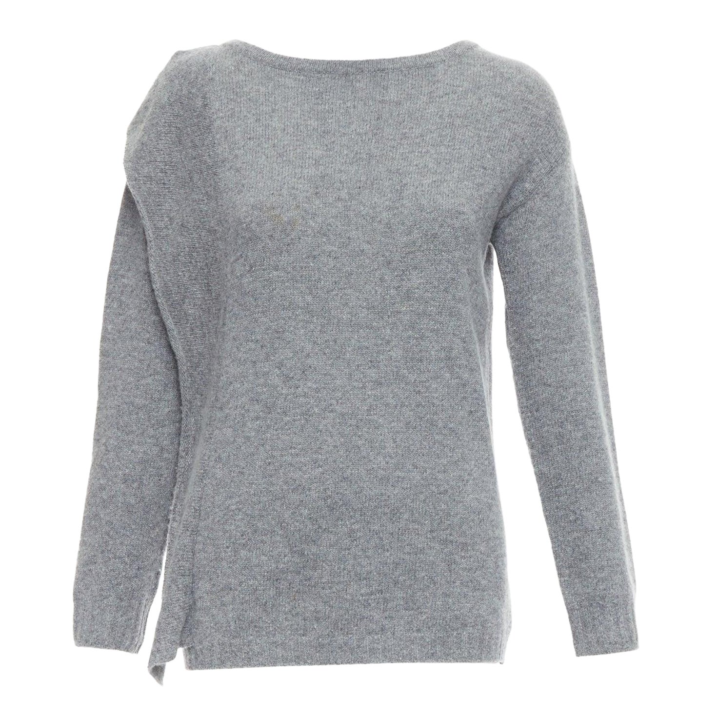 PRADA 2016 grey wool cashmere side panel asymmetric sweater IT38 XS