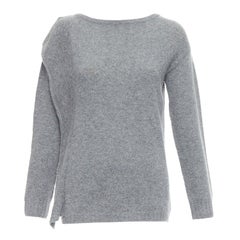 PRADA 2016 grau Wolle Kaschmir Seite Panel asymmetrische Pullover IT38 XS