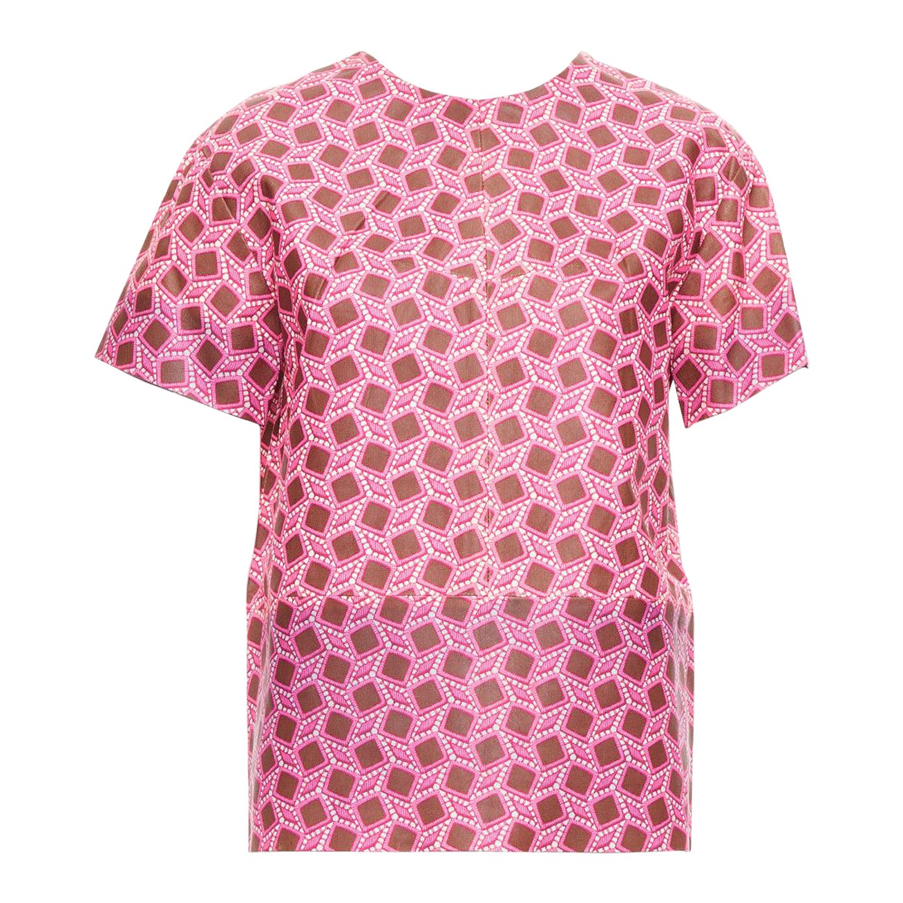 LOUIS VUITTON rare haut boxy rose en cuir avec dentelle de treillis agrandie FR36 S