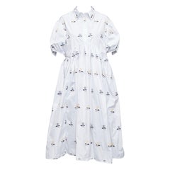 CECILIE BAHNSEN Mikko Hawthorn floral jacquard white voluminous dress UK12 L