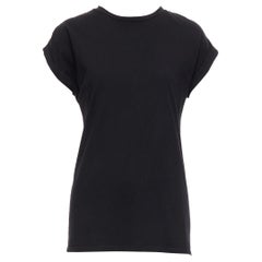 BALMAIN schwarz Baumwolle gerollte Manschette Cap Ärmel minimal tshirt FR34 XS