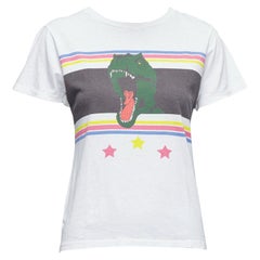 SAINT LAURENT 2016 T Rex Dino Used washed print white tshirt XS