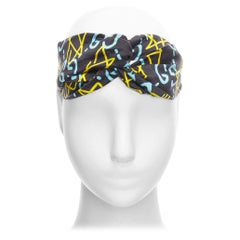 GUCCI Ghost 100 % Seide Graffiti-Stern Monogramm Druck Twist Stirnband