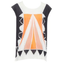 SASS & BIDE Love Shady - canotta in cotone con cristalli neri e arancione neon S