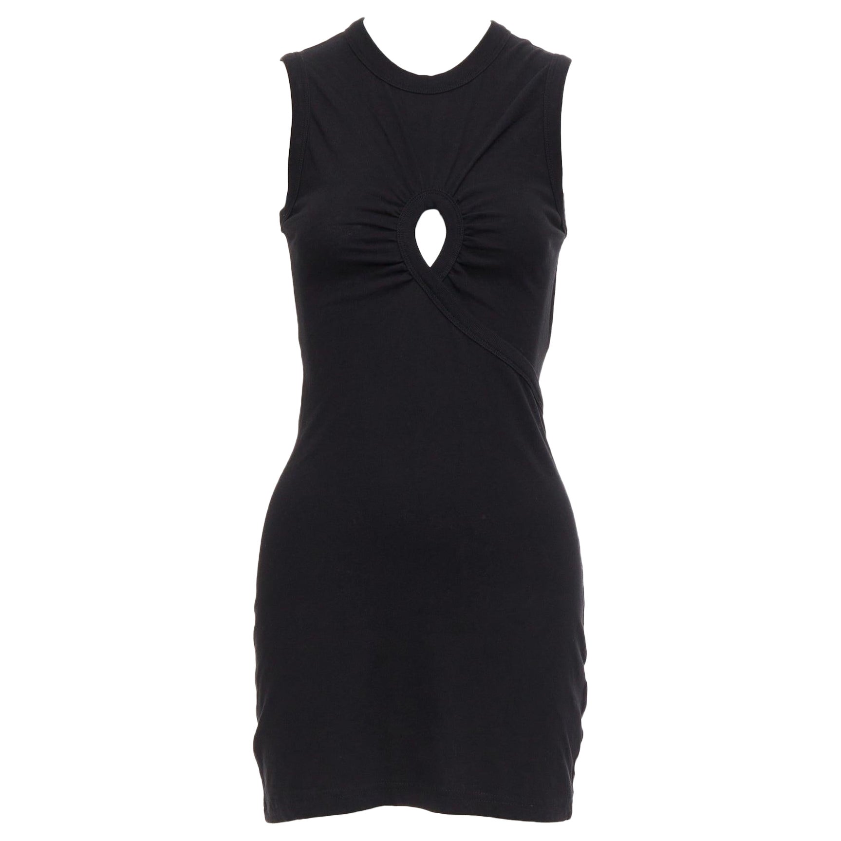 T ALEXANDER WANG black cotton chest cutout twist draped mini dress XS For Sale