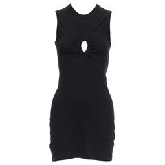 T ALEXANDER WANG black cotton chest cutout twist draped mini dress XS